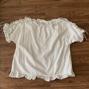 MADEWELL TIE SHOULDER RUFFLE TOP